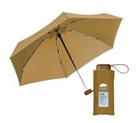LE MONDE DU PARAPLUIE Mini parapluie pliant 5 volets - Protection UV UPF 50+, anti-UV - Léger & compact - pour voyages, poche, sac - coupe-vent - Manche en bois avec housse en tissu - Caramel rustique