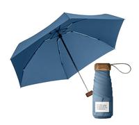 Le Monde du Parapluie Mini parapluie pliant 5 volets - Protection UV UPF 50+, anti-UV - Léger et compact - format voyages, poche, sac - coupe-vent - Manche en bois avec housse en tissu - Bleu mariage