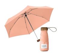 Le Monde du Parapluie Mini parapluie pliant 5 volets - Protection UV UPF 50+, anti-UV - Léger et compact - format voyages, poche, sac - coupe-vent - Manche en bois avec housse en tissu - Corail