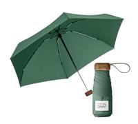 Le Monde du Parapluie Mini parapluie pliant 5 volets - Protection UV UPF 50+, anti-UV - Léger et compact - format voyages, poche, sac - coupe-vent - Manche en bois avec housse en tissu - Vert prune