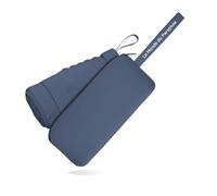 Le Monde du Parapluie Mini parapluie pliant femme - Parapluie 6 volets - Léger et compact 16cm - format voyage, poche, sac - coupe-vent - Avec étui en cuir - Bleu