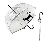 Le Monde du Parapluie - Parapluie cloche transparent automatique - anti-vent coup-vent - 8 baleines en fibre de verre - solide - Chat noir