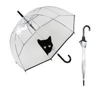 Le Monde du Parapluie - Parapluie cloche transparente à ouverture automatique - anti-vent coup-vent - 8 baleines en fibre de verre - solide - Chat curieux