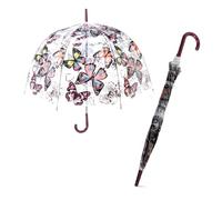 Le Monde du Parapluie - Parapluie droit cloche transparent - Design papillon avec poignée marron