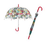 Le Monde du Parapluie - Parapluie droit cloche transparent - Design papillon avec poignée rouge