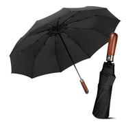 Le Monde du Parapluie - Parapluie pliant automatique - Grand parapluie trois volets pour homme et femme - Coupe-vent et compact - Parfait pour les déplacements et les voyages - Noir