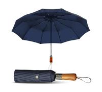 Le Monde du Parapluie - Parapluie pliant automatique pour homme - Grand parapluie triple robuste et coupe-vent - Compact, élégant et pratique pour toutes les sorties sous la pluie - Bleu