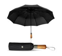 Le Monde du Parapluie - Parapluie pliant automatique pour homme - Grand parapluie triple robuste et coupe-vent - Compact, élégant et pratique pour toutes les sorties sous la pluie - Noir
