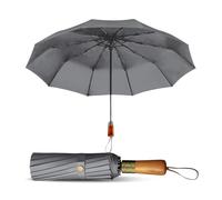 Le Monde du Parapluie - Parapluie pliant automatique pour homme - Grand parapluie triple robuste et coupe-vent - Compact, élégant et pratique pour toutes les sorties sous la pluie - Gris