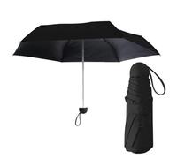 Le Monde du Parapluie - Parapluie pliant pour femme - Avec pochette assortie - Poignée ronde - Black