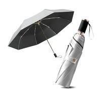 Le Monde du Parapluie - Parapluie pliant pour femme - Parapluie à trois volets - Revêtement Titanium Silver - Intérieur noir