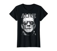 Le Monstre de Frankenstein : Frankenstein Alive, Pop Art, Halloween T-Shirt Graphique avec Valeur, Femme, Noir, M
