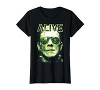 Le Monstre de Frankenstein : Frankenstein Alive, Pop Art, Halloween T-Shirt Graphique avec Valeur, Femme, Noir, M