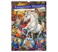 Le Moyen Âge fantastique - Symboles légendaires du Moyen Âge, Version française (Calendrier mural 2026 DIN A3 portrait), Calendrier CALVENDO mensuel