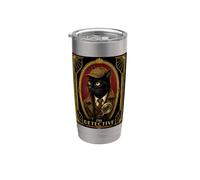 Le mystère du meurtre d'un chat noir dans un style art déco Gobelet isotherme en acier inoxydable double paroi