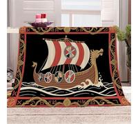 Le Navire De Guerre à Tête De Dragon Brise Les Vagues Manta de franela 3D Suave - Cubre Sofá/Cama 130x150 cm,Légendes Maritimes Estampado 3D Ultrarealista,Polar Caliente,Lavable,Hogar/Dormitorio