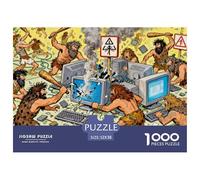 Le Nègre de la Préhistoire Cassant des Ordinateurs Puzzle en Bois Imperméable DIY Puzzles De 1000 Pièces pour Adultes Cadeaux Amusant Jeux De Stimulants