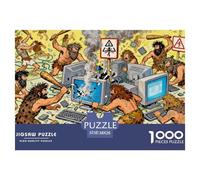 Le Nègre de la Préhistoire Cassant des Ordinateurs Puzzle en Bois Imperméable DIY Puzzles De 1000 Pièces pour Adultes Coloré De Décoration pour La Maison