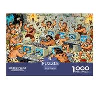 Le Nègre de la Préhistoire Cassant des Ordinateurs Puzzle en Bois Imperméable Puzzles De 1000 Pièces pour Adultes Cadeaux Coloré Jeux De Stimulants