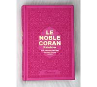 Le Noble Coran avec pages en couleur Arc-en-ciel (Rainbow) - Bilingue (français/arabe) - Couverture Cuir de couleur rose doré