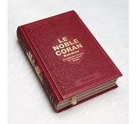 Le Noble Coran avec pages en couleur Arc-en-ciel (Rainbow) - Bilingue (français/arabe) - Couverture Cuir de couleur bordeaux doré