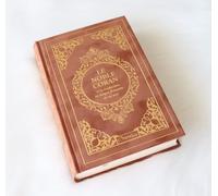 Le Noble Coran et la traduction en langue française de ses sens (bilingue français/arabe) - Edition de luxe couverture cartonnée en daim couleur Chamois ( Marron clair ) dorée