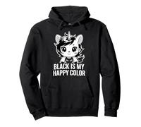 Le noir est ma couleur heureuse Licorne Emo Girl Goth Sweat à Capuche