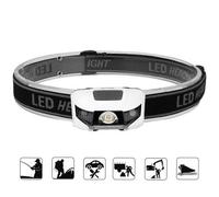 Le Noir - Mini Lampe Frontale À Lumière Rouge Xbd Alimentée Par Piles Aaa, Lumière Blanche Clignotante D'urgence, Idéale Pour La Pêche De Nuit