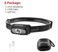 Le Noir - Mini Lampe Frontale Rouge Et Blanche, 1200lm, Xpe, Rechargeable Par Usb, Lampe Torche De Camping + Ligne Usb