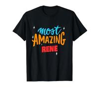 Le nom de Rene Le Plus Incroyable Dit drôle de Rene T-Shirt Graphique avec Valeur, Homme, Noir, M