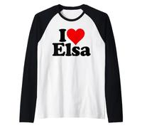 Le NOM D'ELSA I Love Heart sur Un T-Shirt Manche Raglan
