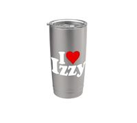 LE NOM D'IZZY ISABEL I LOVE HEART SUR UN T-SHIRT Gobelet isotherme en acier inoxydable double paroi