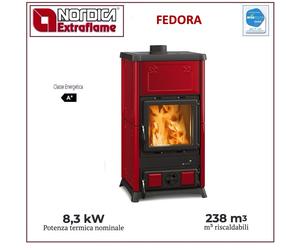 Le Nordique FEDORA.16 Poêle Bois Revetement Faïence 8,3 Kw Bordeaux 3000820