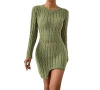 Le nouveau pull tricoté à col rond est mince en automne et en hiver, et la chemise est recouverte d'une robe longue longueur genou., 3#, S