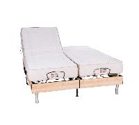 Le Nuit Paisible Duo - Bois, Sans tête de lit, Le Rêve Ergo - Matelas Mémoire de forme, 2x80x200