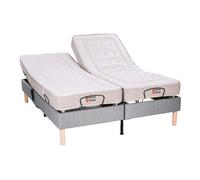 Le Nuit Paisible Duo - Sans tête de lit, Tissu, 2x80x200, Le Rêve Idéal - Matelas Hybride Ressorts