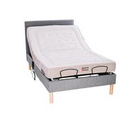 Le Nuit Solo - Tissu, Le Rêve Idéal - Matelas Hybride Ressorts, Tête de lit - Tapissier, 120x200