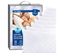 Le-Ostél Lot de 8 protège-oreillers ultra doux à fermeture éclair - Protections d'oreiller matelassées hypoallergéniques - En microfibre douce et respirante - 50 x 75 cm