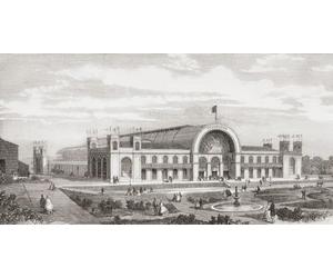Le Palais de Cristal de l'Exposition Internationale Portugaise Porto Portugal 1865. From The Illustrated London News publié en 1865. Affiche imprimée par Ken Welsh (19 x 10)