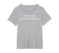 Le Papa idéal n'a Pas de Cheveux T-Shirt, Femme Grandes Tailles, Gris Chiné, 4X