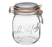 Le Parfait Bocal Super 750mL (24oz) en Verre Français avec Joint en Caoutchouc Hermétique et Fermeture à Loquet en Fil - Bocal de Mise en Conserve Sans BPA pour Cornichons, Fruits, Sauces et