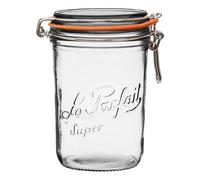 Le Parfait Super Terrine Bocal à conserve en verre français de 1 l avec corps droit, joint en caoutchouc hermétique et couvercle en verre, 947,2 g/l (pot simple)