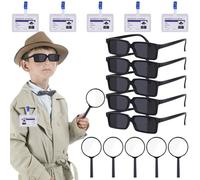 Le Parti des Détectives Approuve, 15pcs Espion Détective Set Lunettes Loupe Nom Tags Agent Détective Enfants Jeu Espion Kit Secret Room Party Favoris