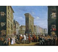 Le Passage des souverains alliés sur le boulevard Saint-Denis le 10 avril 1814 (1815) Affiche imprimée par Jean Zippel (45,7 x 61 cm)