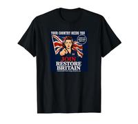 Le Patriote Britannique Britannique rejoint Le Drapeau Britannique Britannique T-Shirt Graphique avec Valeur, Homme, Noir, M