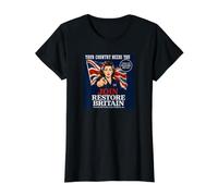 Le Patriote Britannique Britannique rejoint Le Drapeau Britannique Britannique T-Shirt Graphique avec Valeur, Femme, Noir, S