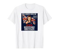 Le Patriote Britannique Britannique rejoint Le Drapeau Britannique Britannique T-Shirt Graphique avec Valeur, Homme, Blanc, S