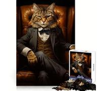 Le Patron Veut Vous Voir ! Puzzle de 1000 pièces avec Un Chat, Exercice cérébral, Passe-Temps apaisant, découpe de précision, Cadeau de Noël (50x75cm)