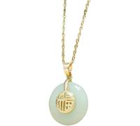 Le pendentif traditionnel, le collier chinois du F Pendentif en jade avec chaîne de clavicule et caractères chinois for femme, style ethnique