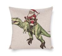 Le Père Noël Chevauche Un Dinosaure. Bonjour Les Fêtes d'hiver ! Housses De Coussins Luxe Housse Coussin avec Fermeture Éclair Taie Oreiller pour Intérieur Salon Extérieur 45X45Cm